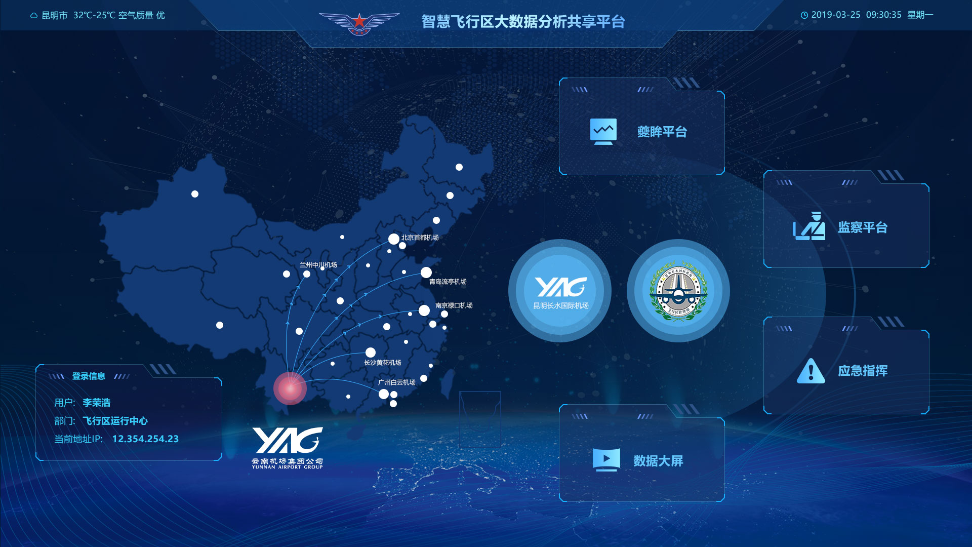 吖吖网络数据可视化设计案例《智慧飞行管理》2